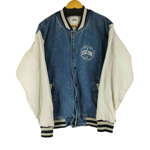 ザラ ZARA バーシティー デニムジャケット メンズ M
