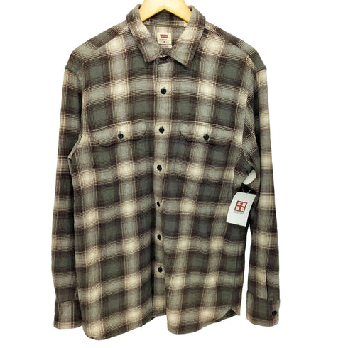 リーバイス Levis Classic Worker Plaid Long Sleeve Button-Down Flannel Shirt メンズ M