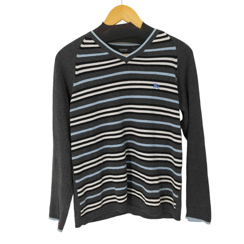 バーバリーブラックレーベル BURBERRY BLACK LABEL ワンポイント刺繍ロゴVネックセーター メンズ JPN:2