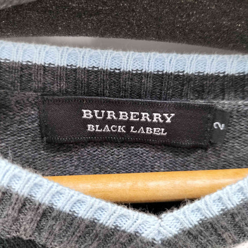 バーバリーブラックレーベル BURBERRY BLACK LABEL ワンポイント刺繍ロゴVネックセーター メンズ JPN:2