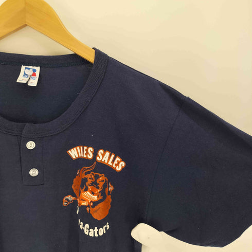 ラッセルアスレチック RUSSELL ATHLETIC 90S USA製 Terra-Gators ドラゴン プリント ヘンリーネック Tシャツ 袖シングルステッチ メンズ
