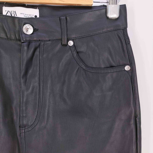 ザラ ZARA フロントスリット フェイクレザー スカート レディース M