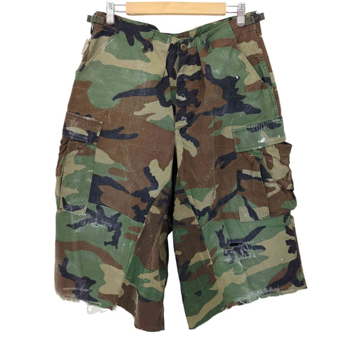 ユーエスアーミー U.S. ARMY PROPPER INTERNATIONAL 00S ウッドランドカモカーゴパンツ カットオフ リップストップ メンズ LARGE-SHORT
