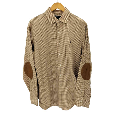 ポロバイラルフローレン Polo by RALPH LAUREN 90S BRADFORD ウィンドウペン ギンガムチェックシャツ エルボーパッチ メンズ import:L