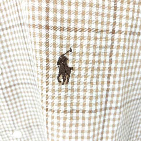 ポロバイラルフローレン Polo by RALPH LAUREN 90S BRADFORD ウィンドウペン ギンガムチェックシャツ エルボーパッチ メンズ import:L