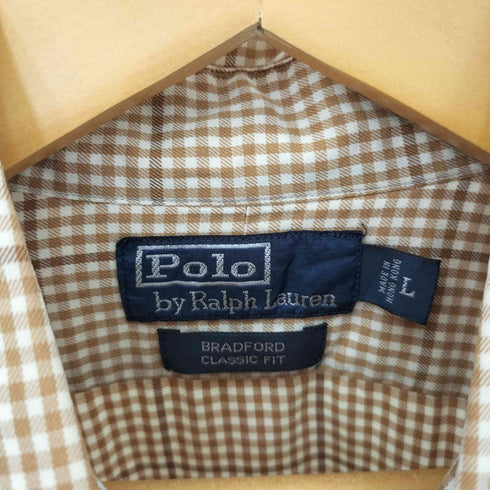 ポロバイラルフローレン Polo by RALPH LAUREN 90S BRADFORD ウィンドウペン ギンガムチェックシャツ エルボーパッチ メンズ import:L