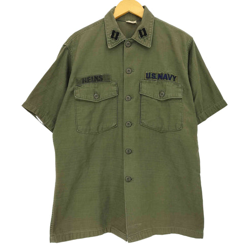 ユーエスアーミー U.S. ARMY 67年製 U.S.NAVYパッチ ユーティリティシャツ 半袖 メンズ 16 1/2 × 36