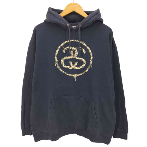 ステューシー Stussy 00S 黒タグ SS LINK HOODIE SSリンク プリント プルオーバー パーカー メンズ import:L