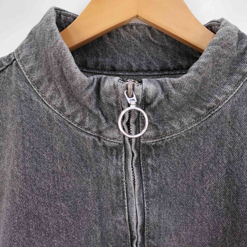 ザラ ZARA ブラックデニム ハーフジップ プルオーバー スウェット メンズ import:XL