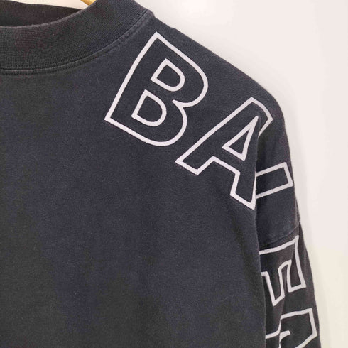 バレンシアガ BALENCIAGA UNISEX ヴィンテージ加工 スリーブロゴ 刺繍 ロングスリーブTシャツ メンズ import:L