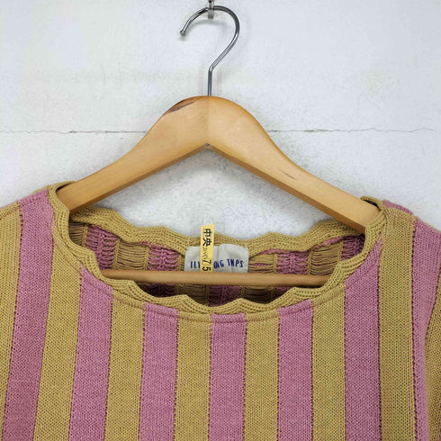 イリヤロンタン ILY a LONG TEMPS バラ刺繍ストライプコットンニット レディース