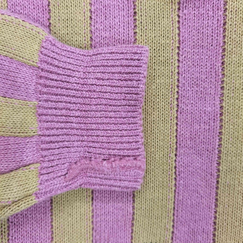 イリヤロンタン ILY a LONG TEMPS バラ刺繍ストライプコットンニット レディース
