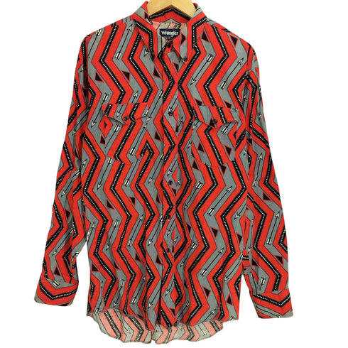 ラングラー Wrangler 80-90s ARROW アロー柄 矢 総柄 ボタンダウン 長袖シャツ メンズ 16 1/2-34