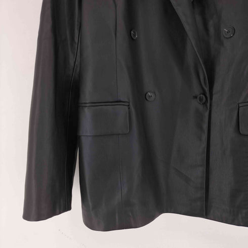 ザラ ZARA TAILORED FAUX LEATHER BLAZER JACKET BLACK レディース US L