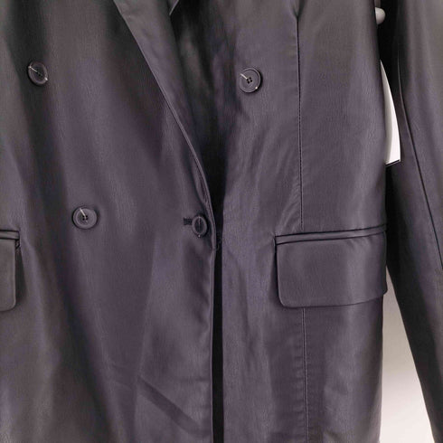 ザラ ZARA TAILORED FAUX LEATHER BLAZER JACKET BLACK レディース US L