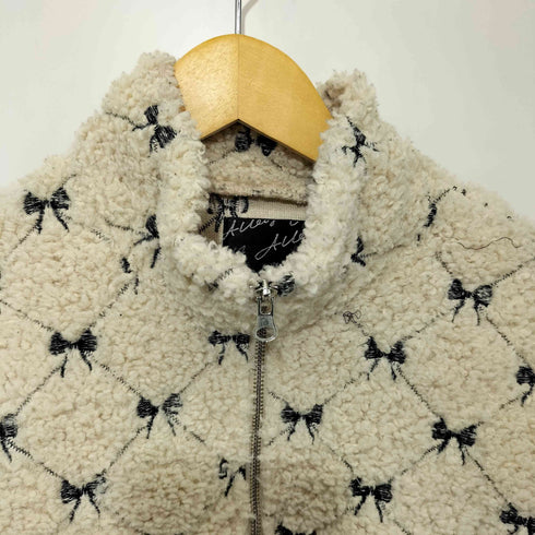 Alley by w closet リボン柄 ハーフジップ ボアブルゾンジャケット レディース
