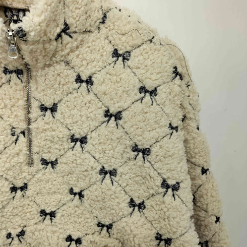 Alley by w closet リボン柄 ハーフジップ ボアブルゾンジャケット レディース