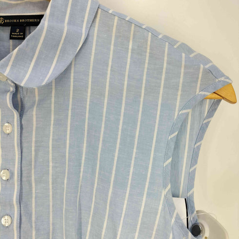 ブルックスブラザーズ BROOKS BROTHERS ストライプ リネンコットン ノースリーブ シャツワンピース レディース 2