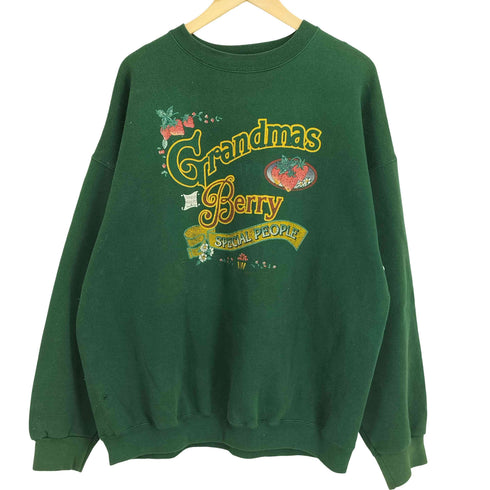 TRENCH ULTRA 90s MADE IN USA Grandmas are Berry Green Sweat クルーネック 長袖 スウエット メンズ import:XL