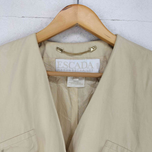 エスカーダ ESCADA MADE IN GERMANY ノーカラージャケット パワーショルダー 金ボタン レディース 42
