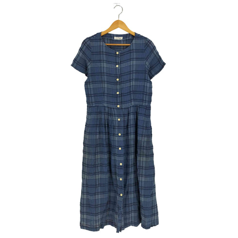コットンハウスアヤ Cotton House Aya チェック ノーカラー シャツワンピース レディース