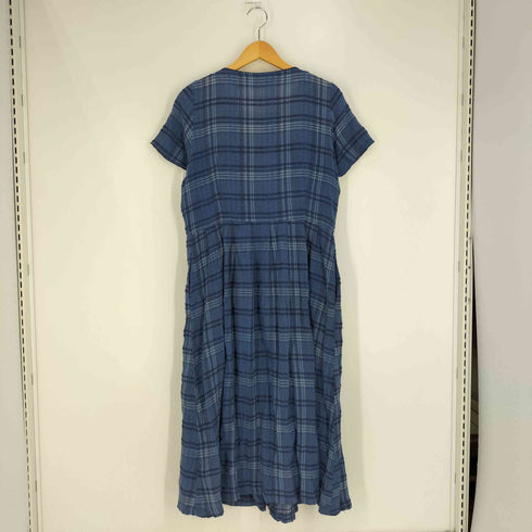 コットンハウスアヤ Cotton House Aya チェック ノーカラー シャツワンピース レディース