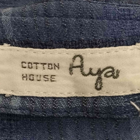 コットンハウスアヤ Cotton House Aya チェック ノーカラー シャツワンピース レディース