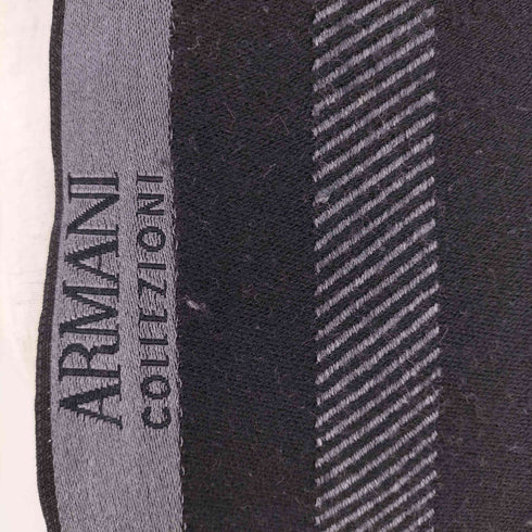 アルマーニコレツィオーニ ARMANI COLLEZIONI ロゴ刺繍 ストライプ フリンジ マフラー メンズ