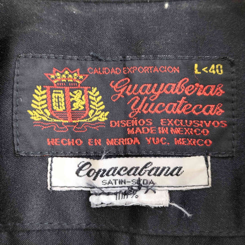80S Guayaberas Yucatecas レザー切替 キューバシャツ メンズ import:L