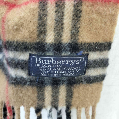 バーバリーズ BURBERRYS 80-90S 英国製 LAMBSWOOL ノバチェック ウール フリンジ マフラー メンズ