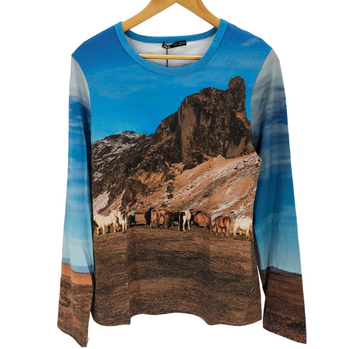 ザラ ZARA PRINTED LONG SLEEVE SHIRT レディース JPN:L