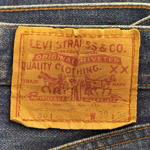 リーバイス Levis USA製 501 ボタンフライデニムパンツ 刻印524 赤耳 黒カン メンズ 30 34