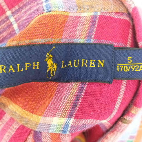 ラルフローレン RALPH LAUREN スモールポニー刺繍 マドラスチェック BD リネンシャツ レディース JPN:S