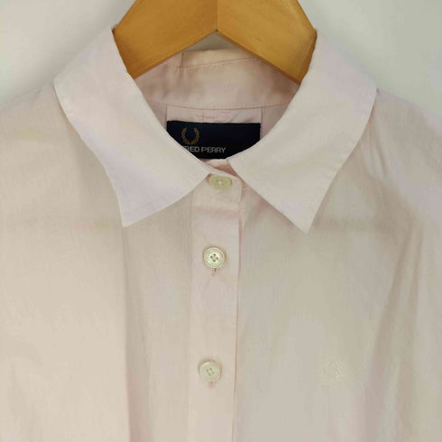 フレッドペリー FRED PERRY ロゴ刺繍 ハーフボタン コットン シャツワンピース レディース 10