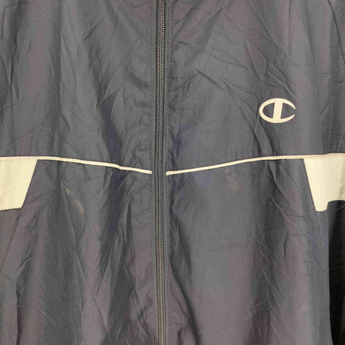 チャンピオン Champion ロゴプリント 目あり サイドライン 裏地メッシュ スタンドネック ジップアップ ジャケット メンズ import:L