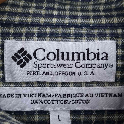 コロンビア Columbia ロゴパッチ チェック 刺繍 ボタンダウンシャツ メンズ import:L