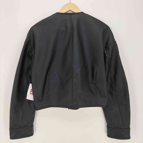 ザラ ZARA ショート丈 ノーカラー フェイクレザージャケット レディース import:XS
