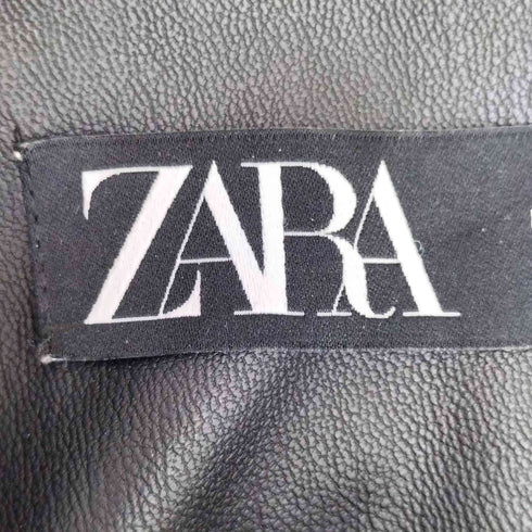 ザラ ZARA ショート丈 ノーカラー フェイクレザージャケット レディース import:XS