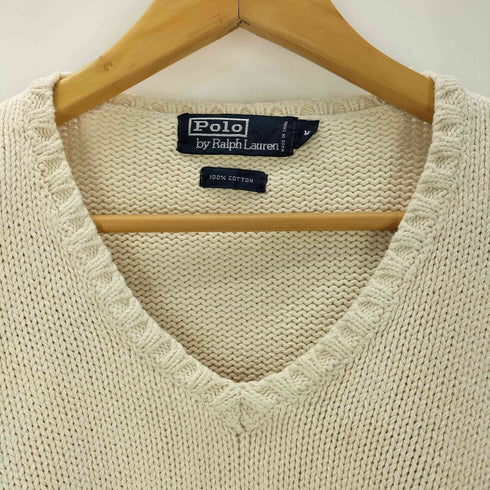 ポロバイラルフローレン Polo by RALPH LAUREN ポニー刺繍 Vネック コットンニット メンズ import:M