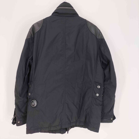 バーバリーロンドン BURBERRY LONDON 裏地 ノバチェック レザー ショルダー 切替 パテッド ダウン ジャケット メンズ import:L