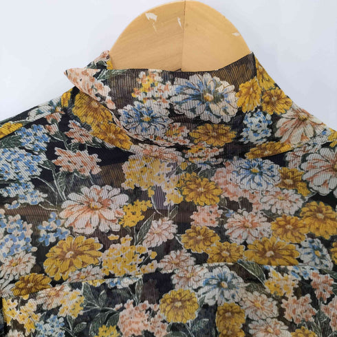 ザラ ZARA 花柄 タートルネックフリルワンピース レディース import:M