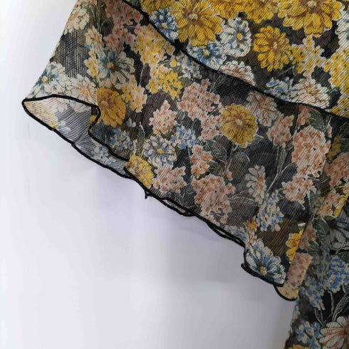 ザラ ZARA 花柄 タートルネックフリルワンピース レディース import:M
