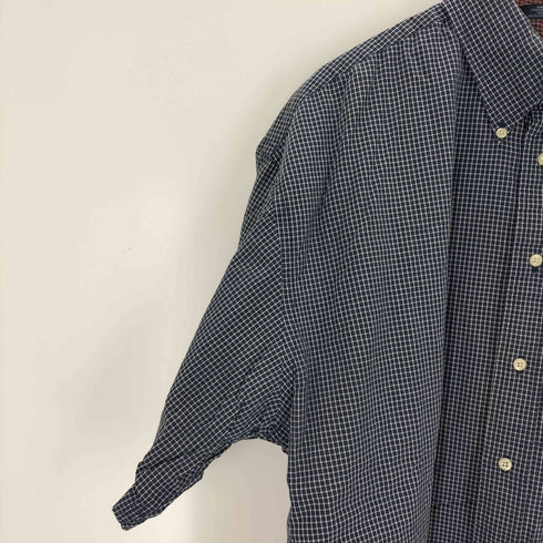 トミーヒルフィガー TOMMY HILFIGER ワンポイント刺繍チェックボタンダウン半袖シャツ メンズ import:XL