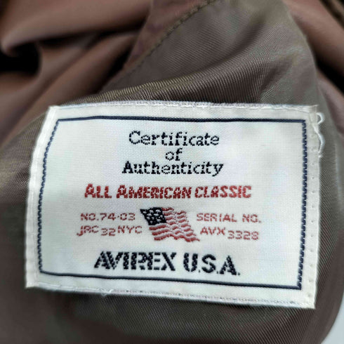 アヴィレックス AVIREX ラムレザーカーコート メンズ