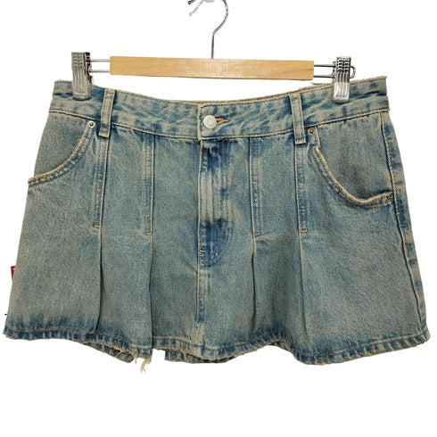 ザラ ZARA デニムボックスプリーツスカート レディース M