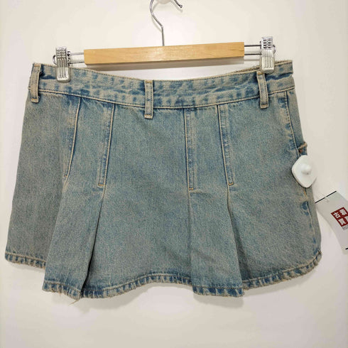ザラ ZARA デニムボックスプリーツスカート レディース M
