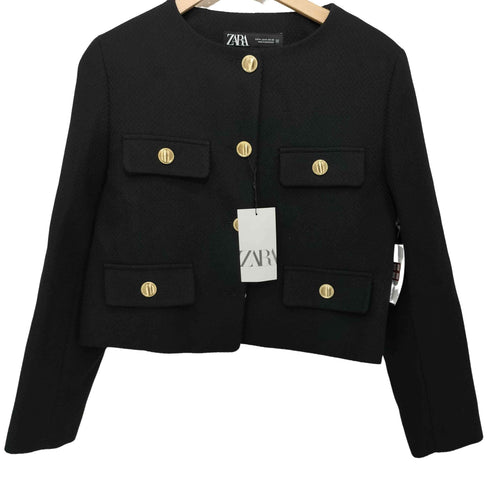 ザラ ZARA ROUND NECK PIQUÉ BLAZER レディース M
