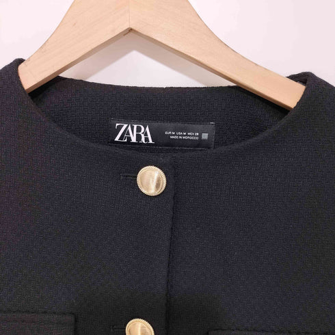ザラ ZARA ROUND NECK PIQUÉ BLAZER レディース M
