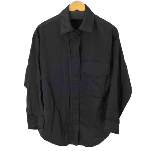 ザラ ZARA スナップボタンサテンドレープシャツ レディース import:XS