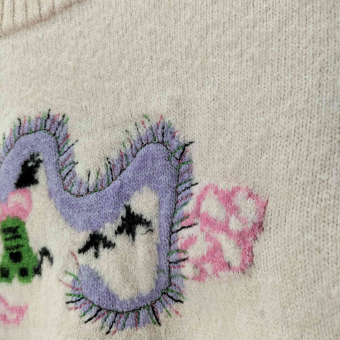 ザラ ZARA 刺繍デザインS/Sクロップドニット レディース import:M